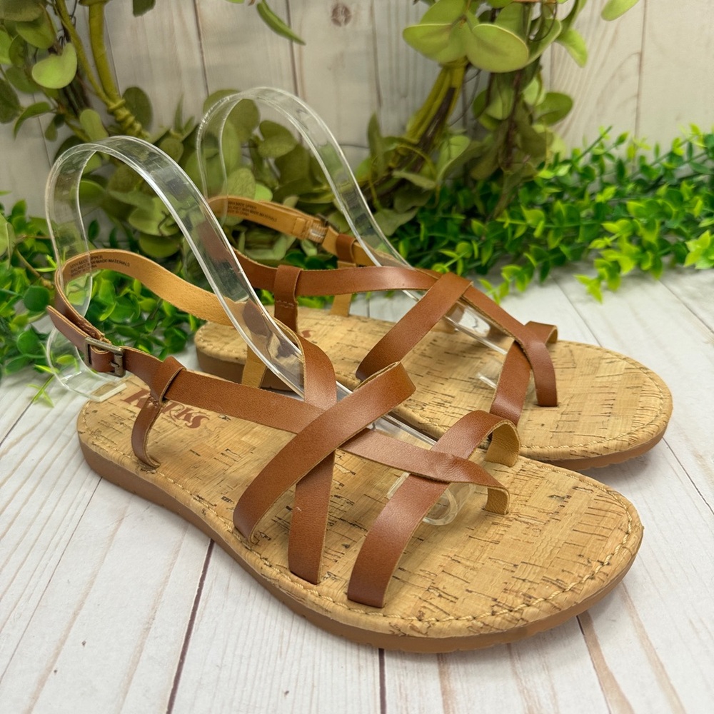 Korks Tan Strappy Sandals Size 8M